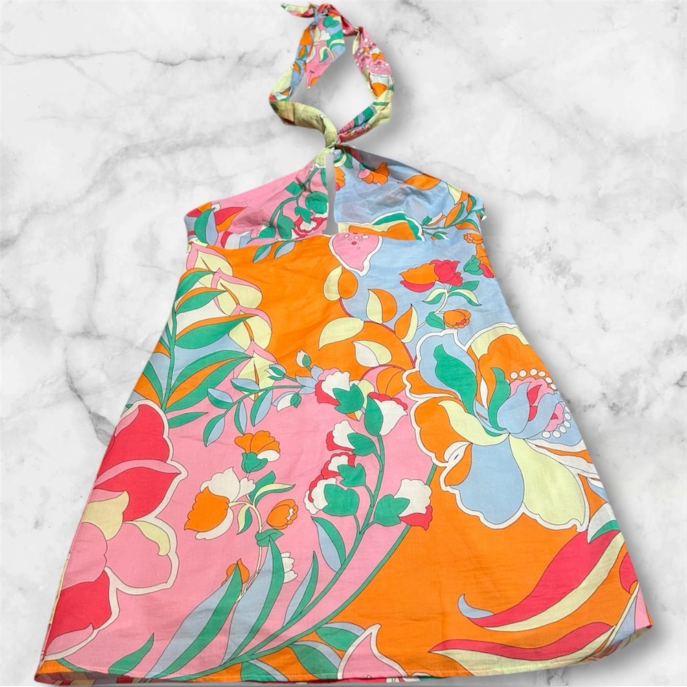 ZARA NWT Multicolor Floral Lined Halter Dress